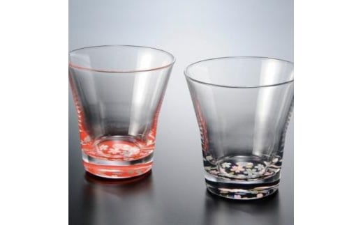 紀州漆器 タンブラーグラス 蒔絵 桜 ペア 赤 黒【YG18】【yma302】