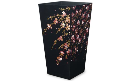 蒔絵調 ダストボックス L角 9.5L 桜ブラック タツクラフト 【Tk143】【ttcf022】