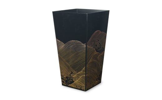 蒔絵調 ダストボックス L角 9.5L 波ブラック タツクラフト 【Tk149】【ttcf028】
