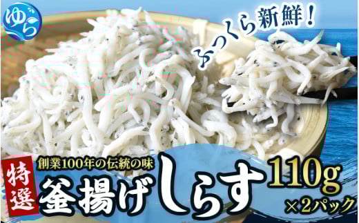 特選 釜揚げしらす(110g×2) / シラス しらす丼 国産 冷蔵 プレミア和歌山認定  個包装 魚 お魚 さかな 食品 和歌山県 由良町 スピード配送【uoms010】