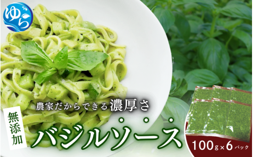 農家だからできる濃厚『無添加 バジルソース』 パック 100g×6【fmlb046】