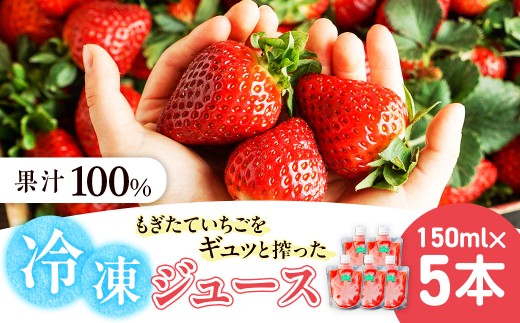 杉本農園のもぎたていちごをギュッと搾った100%冷凍ジュース 150ml×5本 ジュース ストレートジュース 100%ジュース フルーツジュース 飲料 果汁 いちご イチゴ 苺 フルーツ 佐賀県 太良町 NB54
