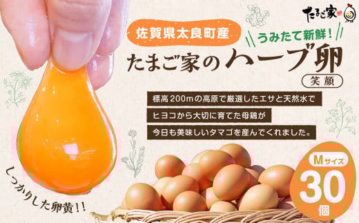 たまご家のハーブ卵（笑顔）30個 たまご 卵 玉子 タマゴ 鶏卵 卵かけご飯 佐賀県 太良町 MA2