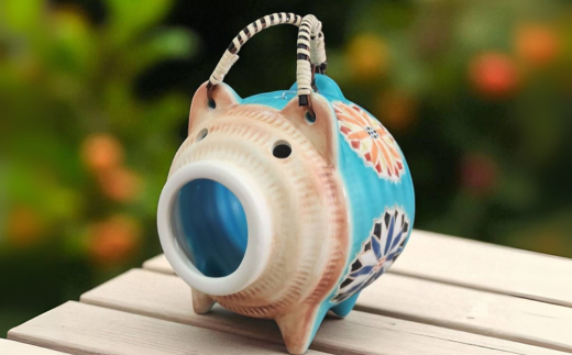 蚊取り豚 花柄【ターコイズブルー】