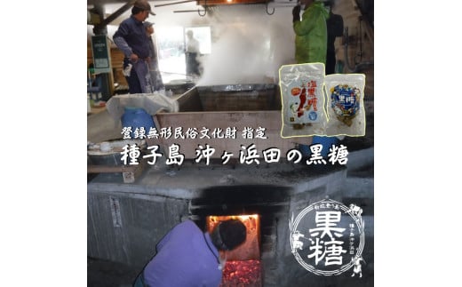 種子島 伝統製法 沖ヶ浜田 黒糖 と 塩黒糖 小粒 タイプ NFN579【300pt】 // 純黒糖 塩黒糖 こだわり ジッパー付き 一口サイズ 携帯しやすい パッケージ 手作業 登録無形民俗文化財