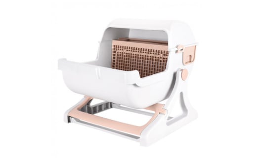 掃除が簡単 SunRuck 半自動猫用トイレ SR-ACT01-BE ベージュ【1592041】