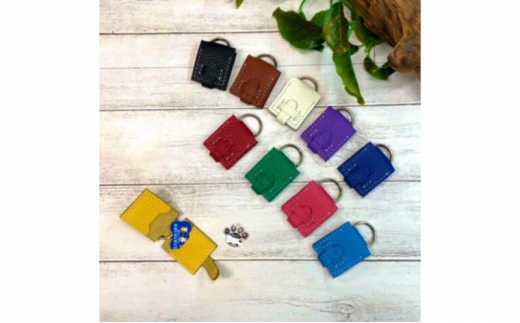 イタリアンシュリンクレザー(本革)の犬鑑札ケース【緑】