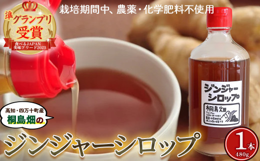 【桐島畑】ジンジャーシロップ 1本(480g) 栽培期間農薬 化学肥料不使用 生姜 Fkh-A08/ 生姜 しょうが 生姜シロップ ジンジャー 無農薬
