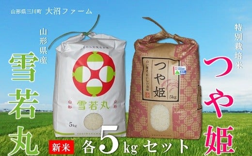 [令和7年産・精米]大沼ファームのつや姫と雪若丸のセット 各5kg※10月中旬頃から順次配送予定