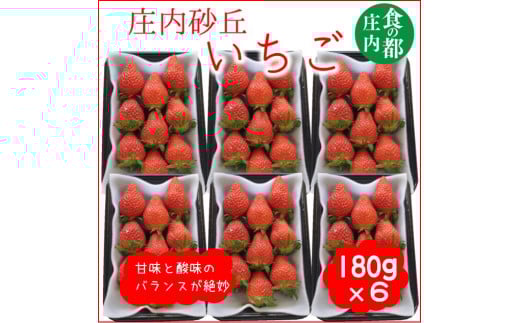 食の都庄内 庄内砂丘のいちご6パック(2L~L)やや小粒も含む※令和8年1月中旬頃より順次配送