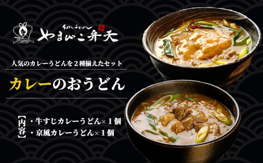 やまびこ弁天の「大人気カレーのおうどん2種セット」 1セット【 うどん カレーうどん 牛すじうどん カレー 牛すじ 京うどん 関西うどん 冷凍 冷凍うどん 茨城県 つくば市 】
