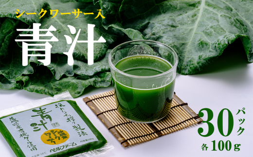 青汁シークワーサー入り 100g × 30 パック <離島・沖縄配送不可>【 茨城県 つくば市 飲料 ドリンク あおじる 青汁 健康  無添加 有機ケール オーガニックケール 】