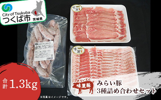 みらい豚 ローススライス バラ薄切り ホワイト粗挽きウインナー 詰合せセット【 豚肉 豚 ぶた肉 詰合せ 豚肉セット ブランド豚 銘柄豚 ポーク 冷凍 茨城県 つくば市 詰め合わせ 】