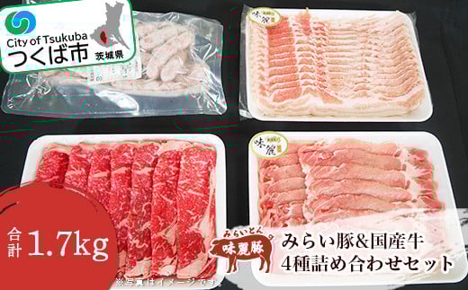 みらい豚 ローススライス ・ バラ薄切り ・ ホワイトウインナー 国産牛ロース牛豚詰合せ【 豚肉 豚 ぶた肉 牛肉 牛 詰合せ 豚肉セット ブランド豚 銘柄豚 ポーク 冷凍 茨城県 つくば市 小分け 詰め合わせ 】