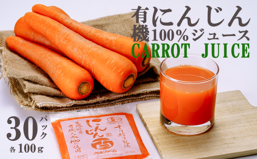 ベルファームつくばのにんじんジュース 100% 100g × 30袋 <離島・沖縄配送不可>【 茨城県 つくば市 にんじん ニンジン 人参 ジュース 健康 無農薬 新鮮 オーガニック フレッシュジュース 無添加 】