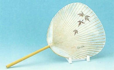 [№5568-0092]天然シルク　まゆうちわ　竹丸柄