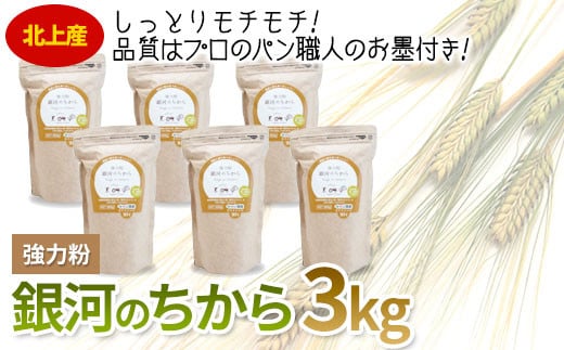 【人気急上昇中】 強力粉 銀河のちから 合計 3kg ( 500g x 6袋) 国産 小麦粉 パン お菓子 作り 岩手県 北上市 C0299 西部開発農産