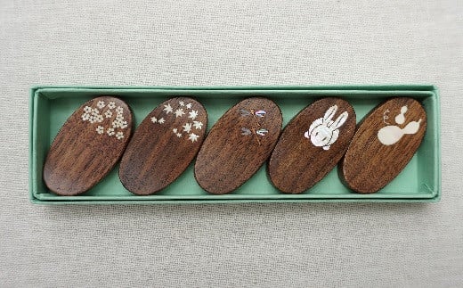 貝象嵌箸置き(ウォールナット)