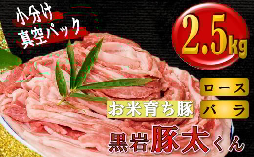 黒岩豚太くん 豚肉 ロース・バラ 2.5kg セット 岩手県 北上市 E0192 小分け 真空パック お歳暮 お中元 ギフト 栄養豊富 ビタミンB 四元豚 希少豚 お米育ち豚 ありすポーク 国産 日本産 国内産 おせち お正月 くろいわ 黒岩 とんた トンタ しゃぶしゃぶ 焼肉 BBQ バーベキュー