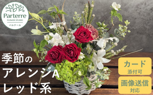 フラワーアレンジメント A  【 レッド 系】お花 プレゼント 生花 贈り物 岩手県 北上市 C0185 花工房 パルテール 花 アレンジ カラフル 記念日 誕生日 結婚記念日 バレンタイン ホワイトデー 卒業祝い 入学式祝い プレゼント 敬老の日 クリスマス 正月 還暦 古希 喜寿 ギフト ブーケ おしゃれ