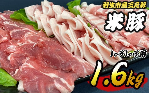 豚肉 しゃぶしゃぶ 1.6kg (ロース バラ 肩ロース モモ) 各200g×2パック×4種 三元豚 米豚 国産 豚 ポーク 肉 豚しゃぶ 羽生市産 小分け 個包装 小袋 便利 ブランド ブランド豚 精肉 まとめ買い 間中さん家 株式会社古川ミート 埼玉県 羽生市