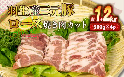 ロース 焼き肉 カット 1.2kg ( 300g × 4P） 国産 三元豚 冷凍 真空 小分け 個包装 たっぷり 大容量 大きめ 厚切り 豚肉 豚 ブタ ポーク ジューシー お弁当 おかず 惣菜 晩ごはん 贅沢 ギフト お中元 御中元 贈り物 贈答 埼玉県 羽生市