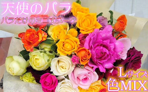 [天使のバラ]薔薇だけのミニ丈ブーケLサイズ(色MIX)[141-017_6]