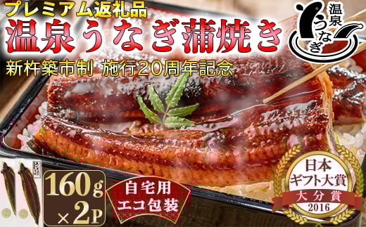 完全無投薬養殖！大分水産の温泉うなぎ蒲焼 2尾（160gサイズ） 自宅用 エコ包装  ＜104-066＞