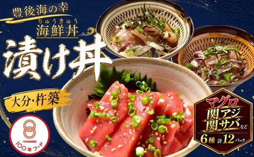 りゅうきゅう6種(本マグロ・関あじ・関さば・太刀魚・真鯛・ぶり)[各2食セット] 海鮮丼 漬け丼 りゅうきゅう 豊後絆屋 魚 カイセンドン リュウキュウ かいせんどん 刺身 冷凍 流水解凍 おせち セット 国産 大分 海鮮 漬け 醤油漬 小分け 惣菜 JAL機内食 鮪 マグロ まぐろ 関アジ 関あじ 関サバ 関さば 太刀魚 鯛 鰤 100年フード ＜101-005＞