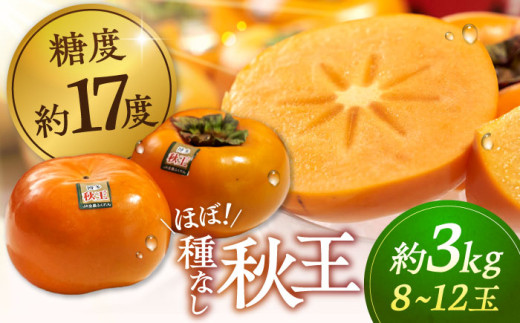 福岡産ブランド 柿 秋王 約3kg（8-12玉） ▼ 柿 フルーツ 果物 福岡 種なし 桂川町/南国フルーツ株式会社[ADBW021]