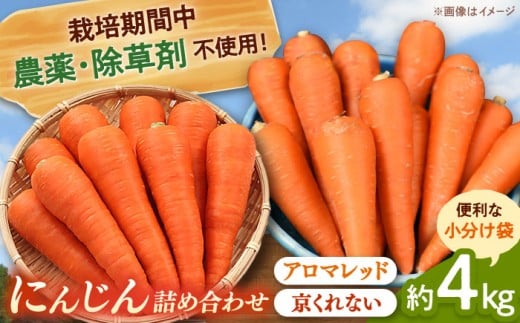 [栽培期間中農薬不使用]人参2種詰め合わせ（アロマレッド・京くれない）（計10袋） 合鴨家族 古野農場/桂川町 [ADAL017]