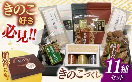 きのこづくし　( 椎茸麺 木耳麺 乾燥きのこ3種 椎茸スパイス きのこパウダー )▼しいたけ 椎茸 乾燥 干し シイタケ きくらげ 木耳 出汁 セット ギフト 贈答  野菜 きくらげ  キクラゲ  そうめん 詰め合わせ 桂川町/オドラ株式会社 [ADBA011]