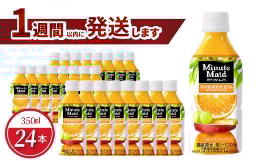 ミニッツメイドオレンジブレンド 350mlPET(24本入) バレンシアオレンジ 果汁100% 健康果実 コカ・コーラ 飲料 フルーツ 守山市