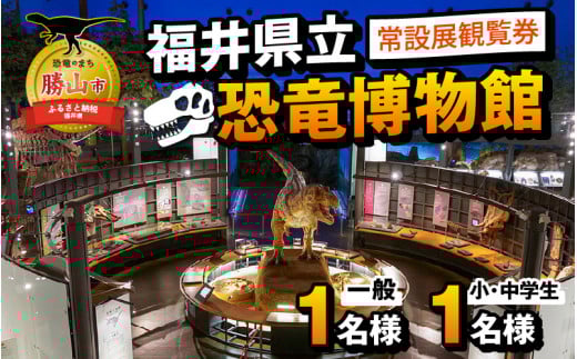 福井県立恐竜博物館 常設展観覧券 (一般 1名様と小・中学生 1名様) [A-048009]