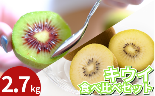 訳あり キウイフルーツ 食べ比べ セット2.7kg 先行予約 2025年10月上旬〜 年内に発送予定 ゴールデンキウイ 紅妃 レインボーレッド キウイ 国産 果物 デザート スイーツ ケーキ ゼリー ジュース ジャム シャーベット アイス フルーツ ギフト プレゼント 贈答 送料無料 徳島県 吉野川市 くゆな農園
