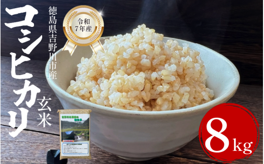 【先行予約】令和7年産 米 玄米 選べる 容量 8kg (2㎏×4袋) コシヒカリ 令和7年度産 玄米 1袋2kg 小分け 便利 お米 こめ 棚田米 白米 精米 ごはん ご飯 白飯 ゴハン 徳島県 吉野川市