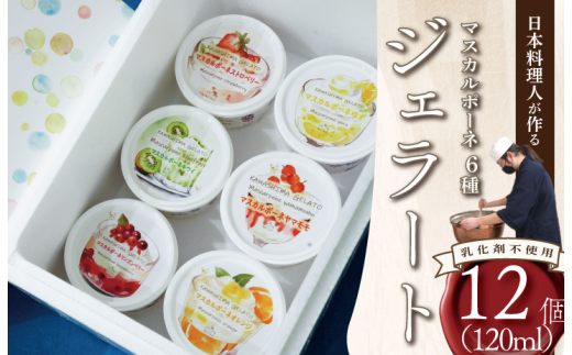 ジェラート マスカルポーネ 6種類 詰め合わせ 120ml 12個 食品添加物不使用 乳化剤不使用 フレーバー ストロベリー リンゴンベリー オレンジ やまもも レモン プラム アイス クリーム 川島ジェラート 葛 濃厚 冷たい 冷凍 徳島県 吉野川市