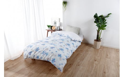 【G0581】三河産　綿100％　120本ガーゼ肌掛けふとんカバー：配送情報備考　コスモブルー