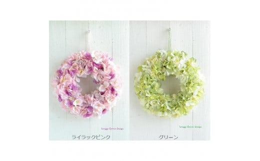 [手作りキット] 人気のインテリアリース「 紫陽花リース 」 [ グリーン ]