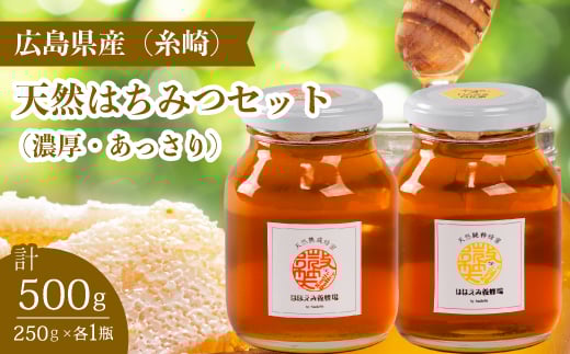 【国産 天然蜂蜜】2種類のハチミツ(糸崎町産) 濃厚・あっさり2本セット はちみつ 無添加 広島県 三原市 106008