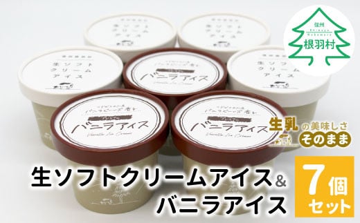 ミルク感たっぷり!食べ比べ★生ソフトクリームアイス&バニラアイスクリーム 7個セット 5000円 アイスクリーム 牛乳 ミルク アイス 生乳 搾りたて バニラ マダガスカル産 バニラビーンズ 濃厚