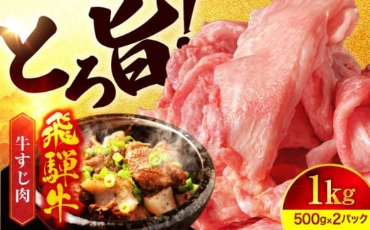 飛騨牛 牛すじ 1,000g(500g×2) 【有限会社マルゴー】小分け飛騨牛 和牛 国産飛騨牛 [MBE036]