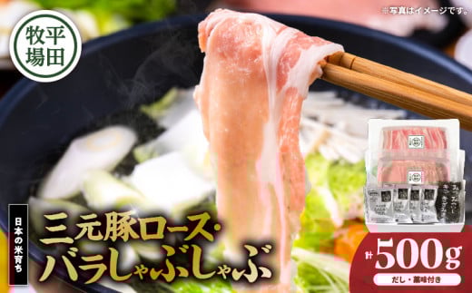 日本の米育ち平田牧場 三元豚ロース・バラしゃぶしゃぶ 各250g(計500g) T036-007