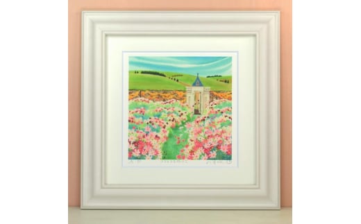 栗乃木ハルミ版画額装品「コスモスをぬけて」【1228457】