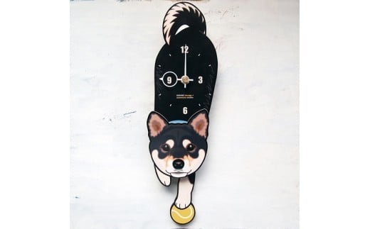 D-001W1 黒柴-犬の振り子時計　毛糸玉01.ORANGE C-CD-001A