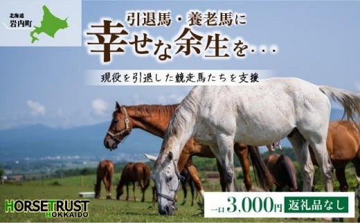 【引退競走馬 余生支援】北海道 岩内町 ホーストラスト北海道支援 3000円コース 引退馬