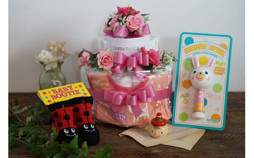 お花屋さんのオムツケーキ　女の子用　Bセット