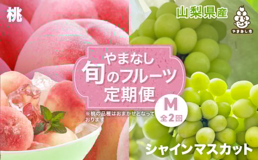 ＜発送月固定定期便＞やまなし旬のフルーツ定期便(桃・シャインマスカット)＜M＞全2回_ もも ぶどう ブドウ 山梨 フルーツ 果物 セット 贈答 ギフト プレゼント 産地直送 送料無料 【4012930】
