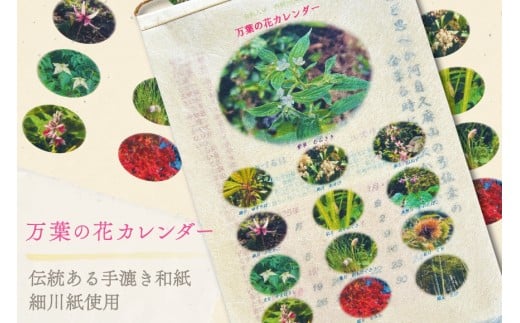 万葉の花カレンダー（細川紙） 新年度 令和8年版 [NPO法人紫草と万葉の会 埼玉県 小川町 045] カレンダー 令和 手漉き和紙 伝統 数量限定