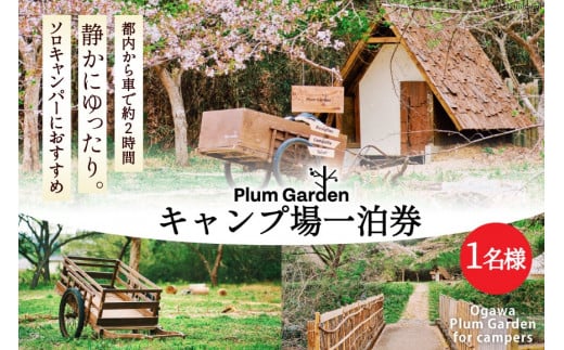 ～ソロキャンパーにおすすめ～キャンプ場1名様一泊券 [Ogawa Plum Garden for campers 埼玉県 小川町 140] キャンプ ソロキャンプ ソロキャン 1名 グランピング 1泊 宿泊券 旅行 チケット